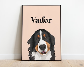 Custom Dog Portrait from Photo - Personalized Dog Art Poster - Custom Dog Portrait Poster - Dog Digital Portrait Poster - Custom Dog Poster
