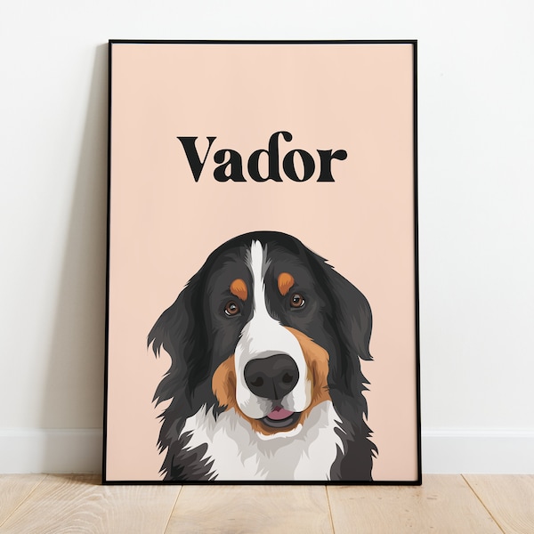 Poster - Porträt Ihres personalisierten Hundes - Handgezeichnete Illustration Ihres Haustieres - Einzigartiges und originelles Geschenk für Hund