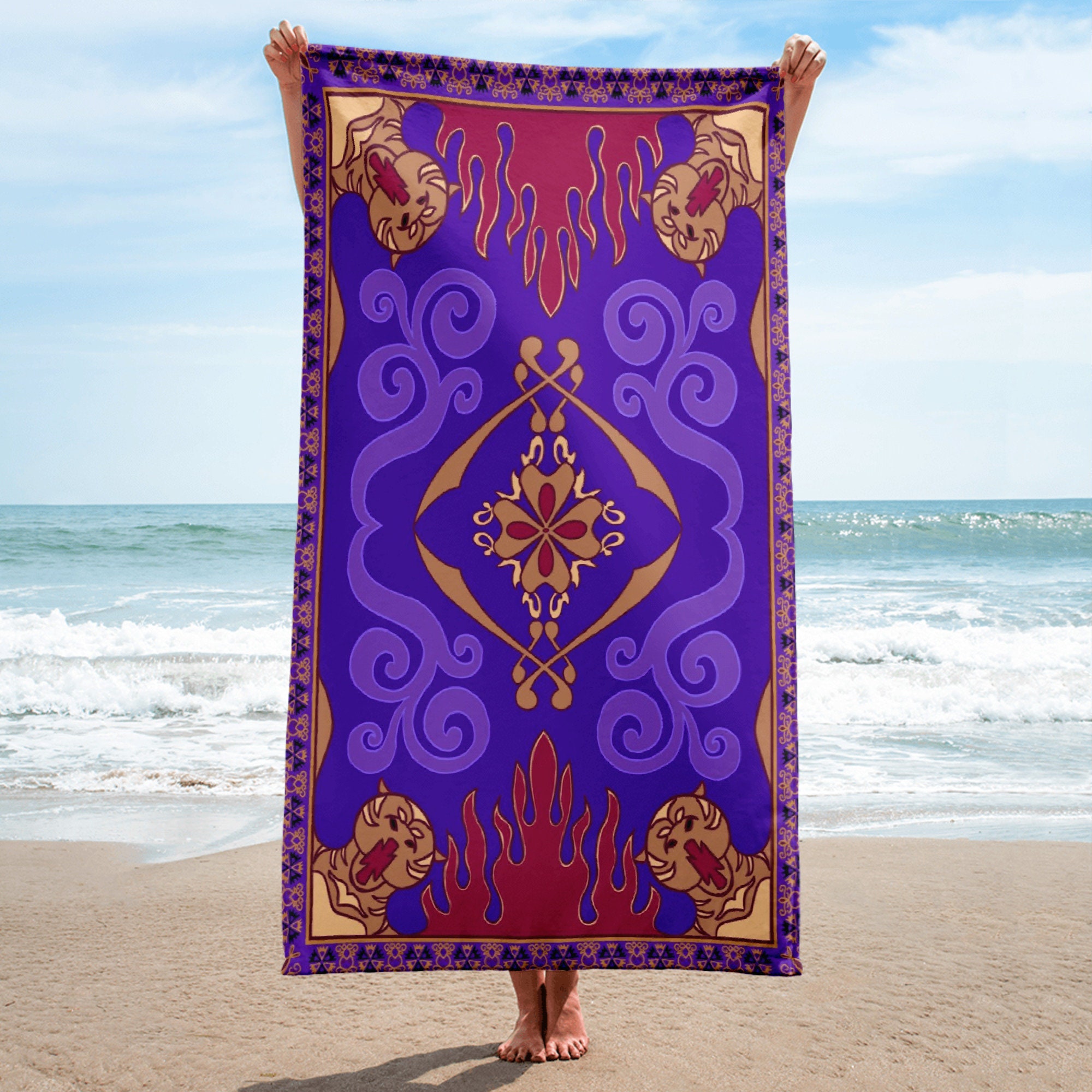 Magic Carpet Beach Towel: Vibrant Purple Genie Design - Etsy, image size:2000x2000