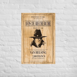 Replica vintage del poster ricercato del collezionista di Van Helsing