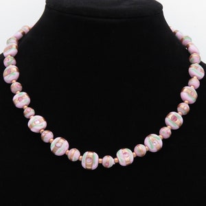 Pink & copper glass beaded necklace, jewelry for women, gift for her