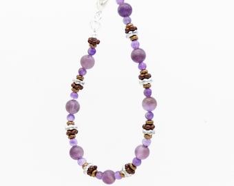 Amethyst Gemstone Beaded Bracelet: February Birthstone Jewelry