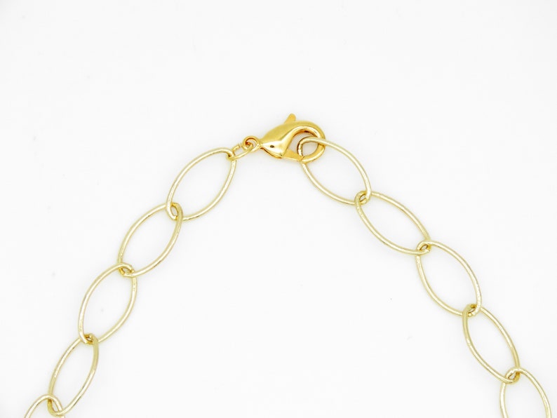Blue faceted glass /& gold oval link beaded necklace