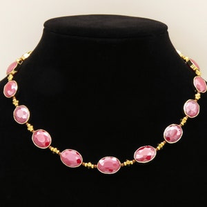 Dark red and gold glass beaded neckalce, jewelry for women, gift for her