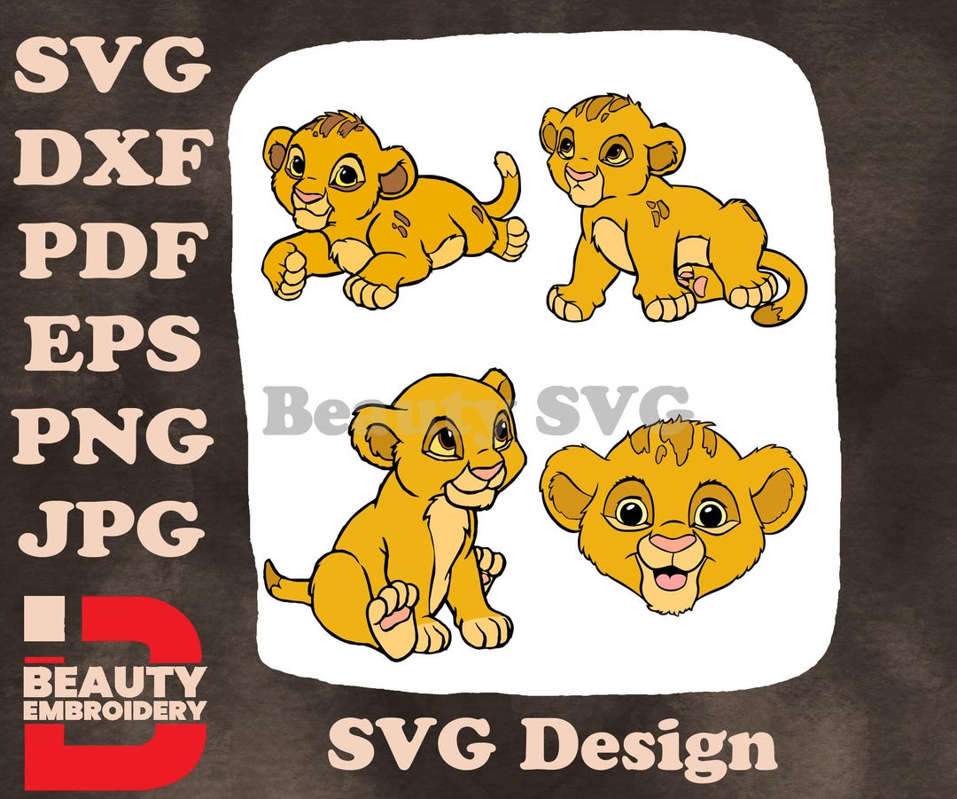 4 Separate Designs - The_lion_king_simba_cub_adorable_sitting_lying ...