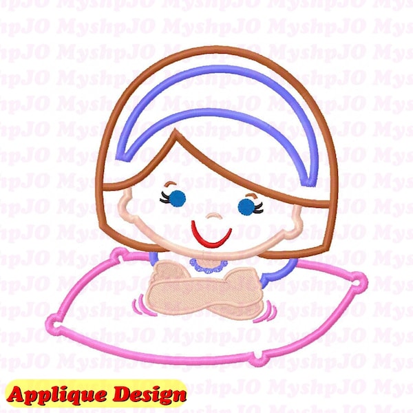 Slumber Party Girl Applique Embroidery Design - INSTANT DOWNLOAD