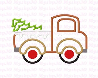 Truck With Tree Applique Embroidery Design - INSTANT DOWNLOAD