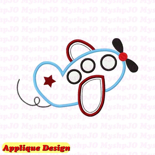 Airplane Machine Applique Embroidery Design - INSTANT DOWNLOAD