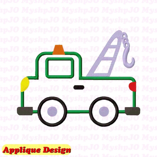 Tow Truck Applique Embroidery Design - INSTANT DOWNLOAD