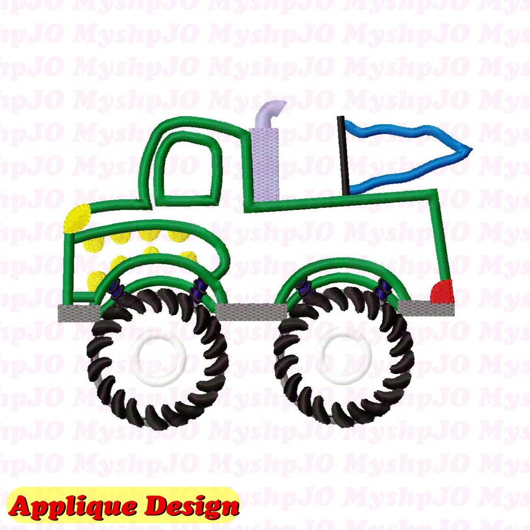Monster Truck Applique Embroidery Design INSTANT DOWNLOAD - Etsy