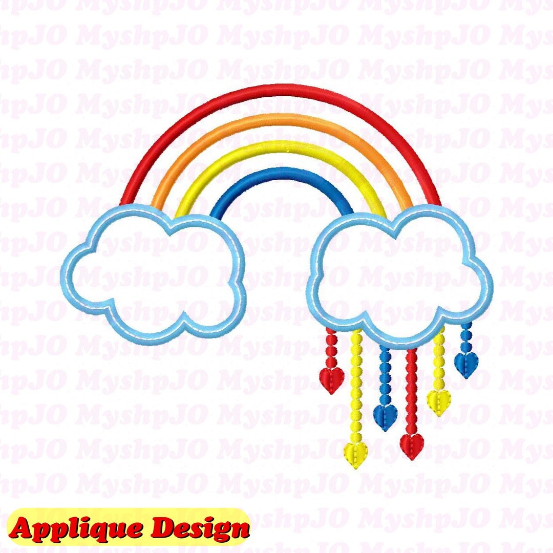 Rainbow With Hearts Applique Embroidery Design - INSTANT DOWNLOAD - Etsy