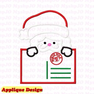 Santa Postcard Applique Embroidery Design - INSTANT DOWNLOAD
