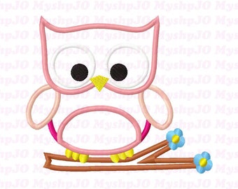 Owl On Branch Applique Embroidery Design - INSTANT DOWNLOAD