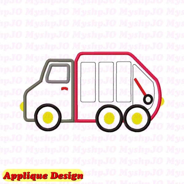 Garbage Truck Applique Embroidery Design - INSTANT DOWNLOAD