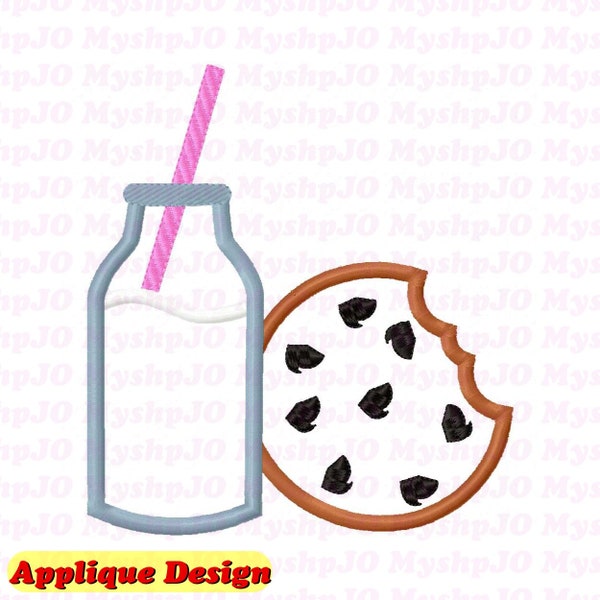 Cookie And Milk Applique Embroidery Design - INSTANT DOWNLOAD