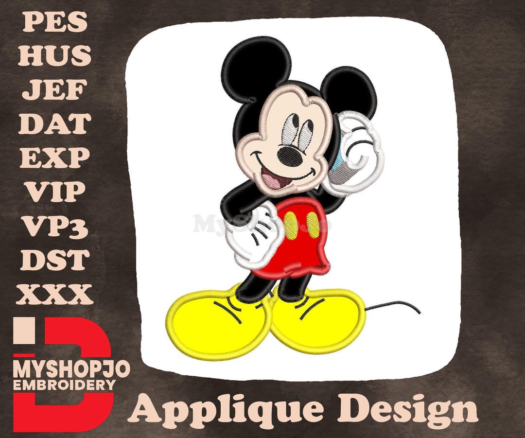 Mickey Mouse Phone Call Applique Design - Instant Download - 12 Formats ...