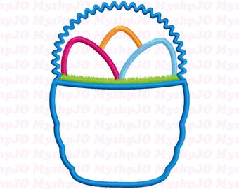 Easter Basket Satin Applique Embroidery Design - INSTANT DOWNLOAD