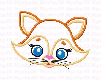 Valentine Fox Girl Applique Embroidery Design - INSTANT DOWNLOAD