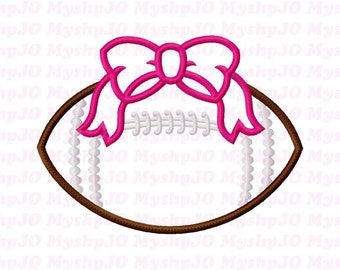 Football With Bow Applique Embroidery Design - INSTANT DOWNLOAD
