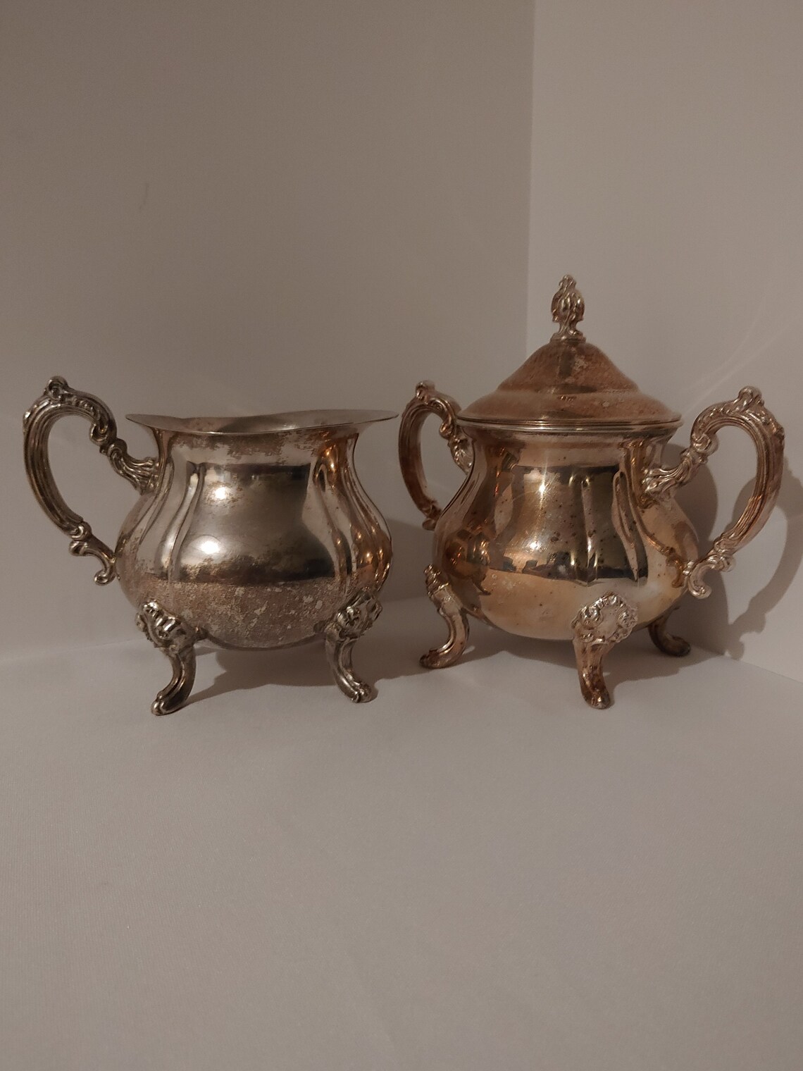 Vintage Towle Silverplated Footed Sugar & Creamer Set Etsy