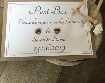 Wedding Post Box Sign Blue Vintage Style Personalised Personalized Custom