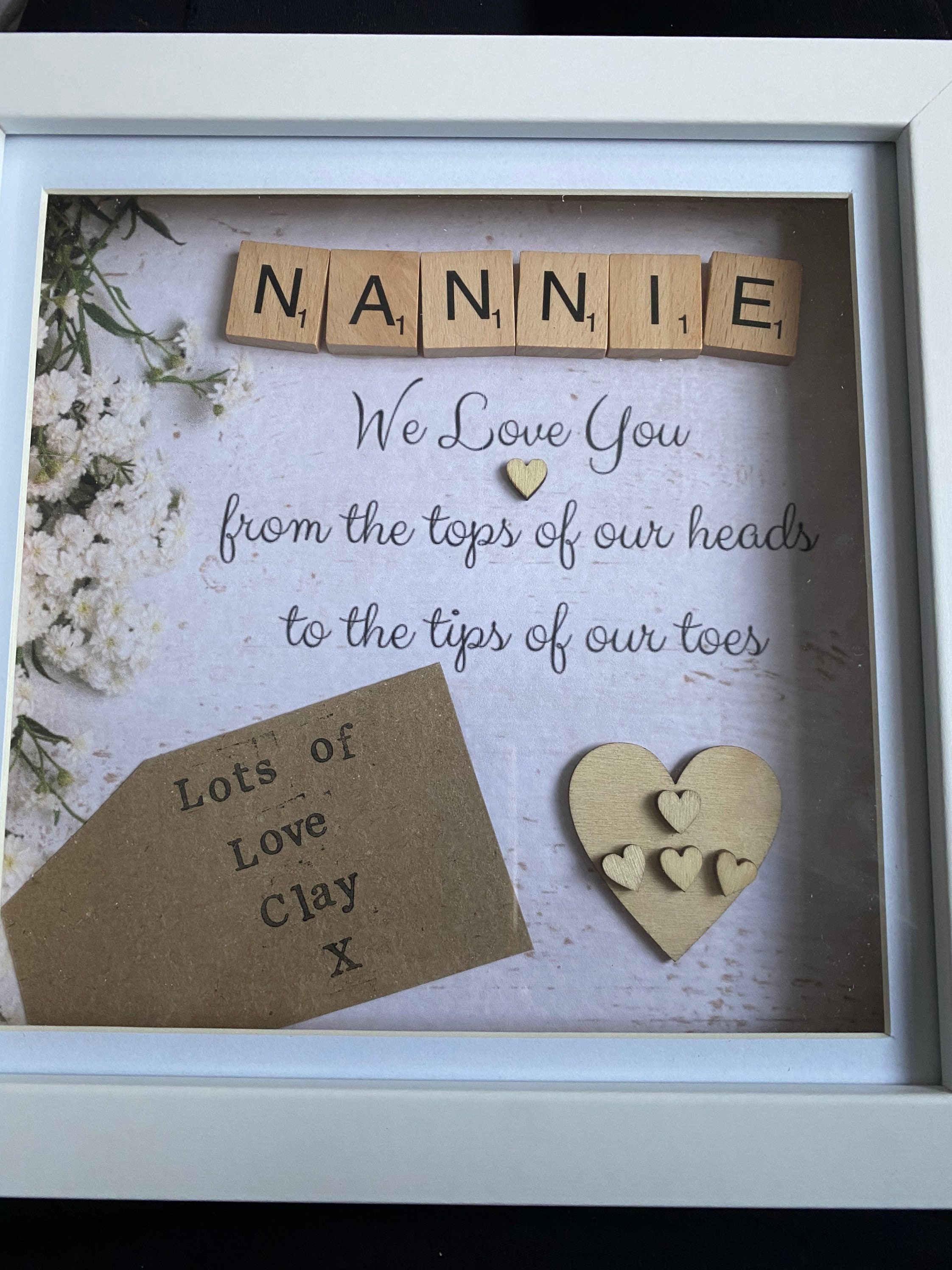Personalised Nana/ Nanny/ Grandad Etc Box Frame 18cm X 18cm | Etsy