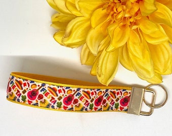 Fiesta Key Wristlet: Mexican Party Ribbon Keychain, 10 inch Key Fob