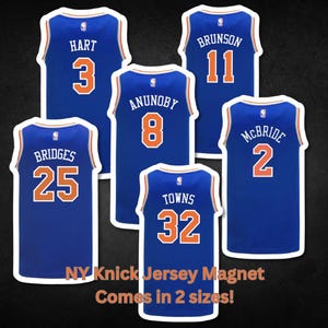 NY Basketball Jersey MAGNET, Brunson, Hart, KAT... Magnetic Sheet, Vinyl, Laminated for Locker, Tool Box, Fridge,5in or 3in +Bonus Sticker! bild 1