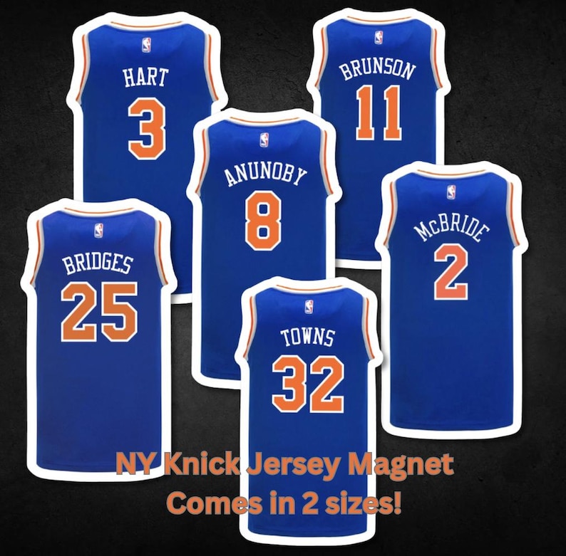 NY Basketball Jersey MAGNET, Brunson, Hart, KAT... Magnetic Sheet, Vinyl, Laminated for Locker, Tool Box, Fridge,5in or 3in +Bonus Sticker! bild 1