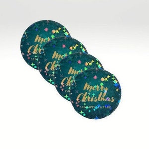 Holographic Christmas Envelope Stickers: Personalized Holiday Card Labels