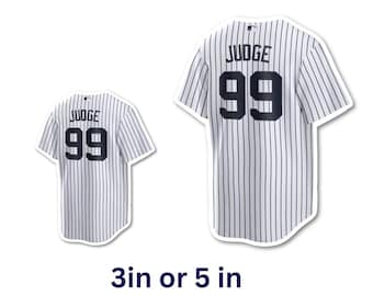 NY Baseball Team Jersey Stickers: Aaron Judge- Water-Resistant Vinyl Decal, 3IN or 5IN