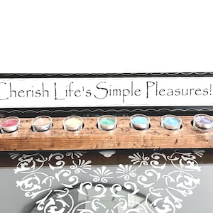 Handmade Chakra Candle Holder: Stained Wood, 7 Tea Lights
