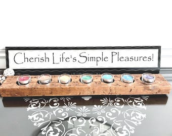 Chakra Candle Holder: Stained Wood, 7 Tea Lights, Handmade, 24in