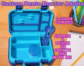 Custom Bento Box for Adult||Lunch Box for Teachers|Bento Box with 4 Compartments and Fork & Spoon|BPA Free|Back to School|Back to Work