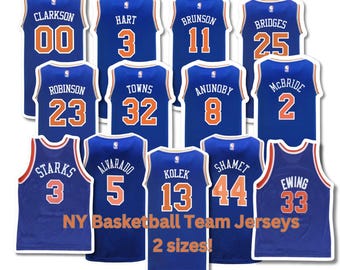 NY Basketball Jersey Stickers, 11 Players, Brunson, Hart, Towns, Anunoby...Vinyl, Laminated, Water-Resistant, Laptop Tumbler, 5in or 3in