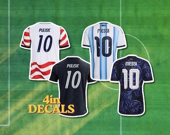 Soccer Jersey, Football Jersey, Futbol Stickers ...Vinyl, Laminated, Water-Resistant, Laptop, Tumbler, Approx. 4in x 3in, +Bonus Sticker