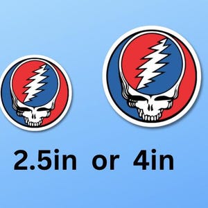 BOGO Grateful Dead Sticker Steal Your Face Vinyl Laminated Sticker, Laptop Water Bottle Auto, Buy one, Get one! 2.5in or 4in