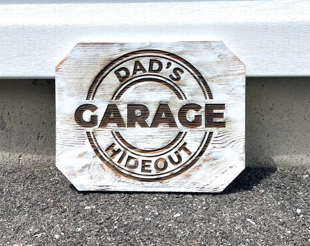 Rustic Wall Art Sign for Dads Garage Hideoutengraved Wood