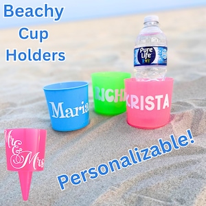 Spiked Beach Drink Holder|Personalized Beach Cup Holders|Bachelorette Sand Cup Holder|Beach Party Cup Holders|Beach Bottle Can Drink Holder