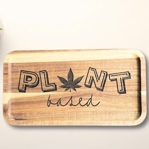 Wood Catch-all Tray, Funny Plant-Based Tray: Engraved, Comes with Brush, 10.25x5.5in