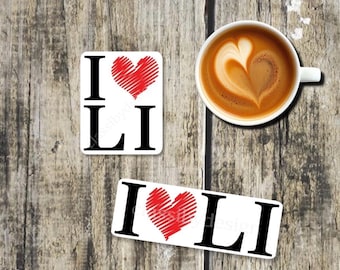 I LOVE Long Island Stickers, 2 Styles to Choose From, Decals are Water-Resistant Decal, Car Window and Laptop, LI New York