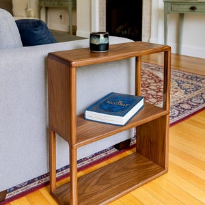 Handmade Mid-Century Black Walnut Couch Tray Table – Narrow Side Table