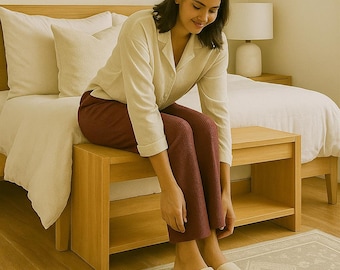 Mid-Century Solid Wood Bench Plan, Minimalist Entryway or Bedroom Seat, DIY, Woodworking Plan - Build Your Own