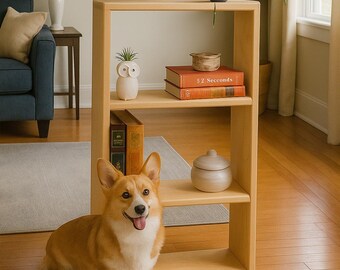 Maple Narrow Bookshelf – Handmade Solid Wood Display Shelf, Modern Minimalist Bookcase for Living Room or Office