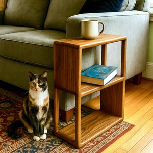 Minimalist Black Walnut Side Table – Handcrafted Mid-Century Modern End Table / Coffee Table