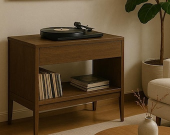 Vinyl Record Console Woodworking Plan – Mid-Century Media Stand – PDF DIY Furniture Plan