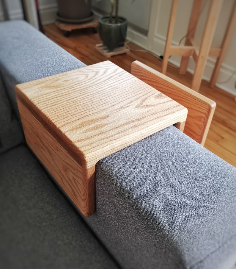 Couch Arm Rest Table With Magazine Stand - Wood Armrest Table, Arm Tray ...