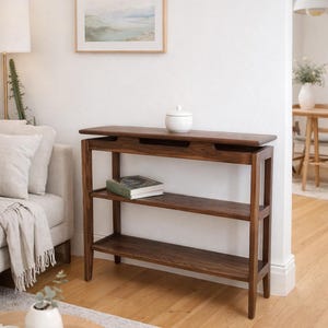 Floating Black Walnut Shelf – Mid Century Modern Solid Wood Wall Shelf, Handmade Minimalist Display for Entryway or Living Room -The Horizon