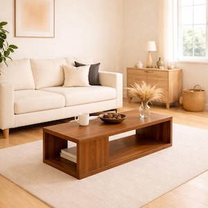 The Lunen – Solid Black Walnut Coffee Table, Minimalist Mid-Century Modern Low Table, Handmade in Quebec, Canada