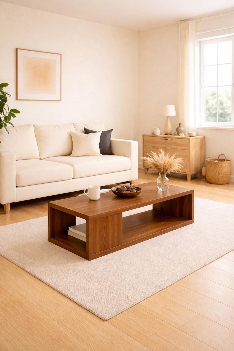 The Lunen – Solid Black Walnut Coffee Table, Minimalist Mid-Century Modern Low Table, Handmade in Quebec, Canada image 3